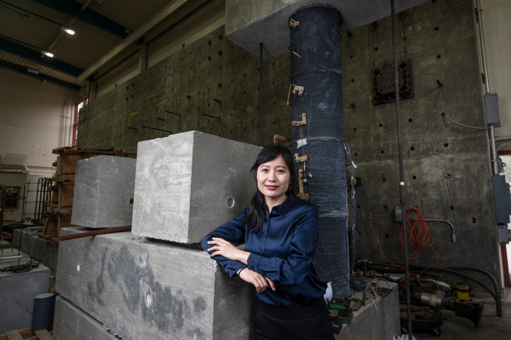 “Our goal is to provide the building blocks – literally – for an efficient and sustainable energy transition,” says Mo Li, UC Irvine professor of civil and environmental engineering as well as materials science and engineering. Steve Zylius / UC Irvine