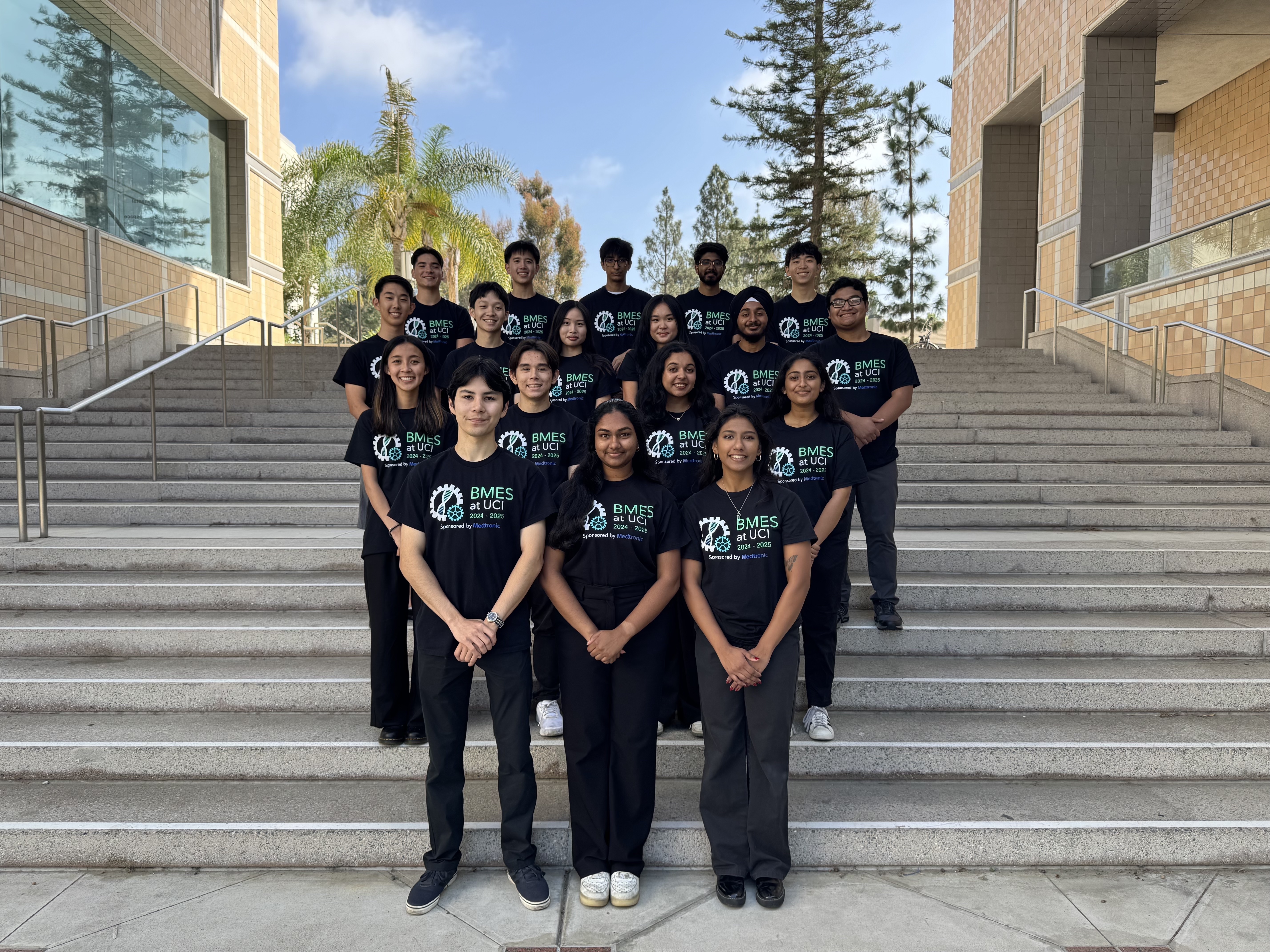 President Neha Muvvala stands front and center with the 2024-2025 board members of BMES. 
