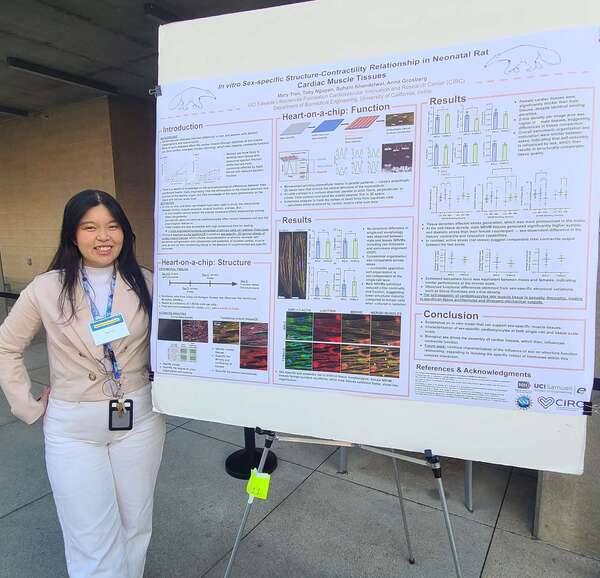 UCI biomedical engineering Ph.D. student Mary Tran presents their research