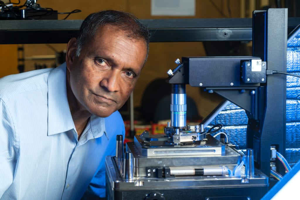 “This is the story of a technology that was inspired by work at IBM, was invented and developed at UC Irvine, then got spun off, and now we have instruments on all continents across the world except for Antarctica,” says Kumar Wickramasinghe. Steve Zylius / UC Irvine