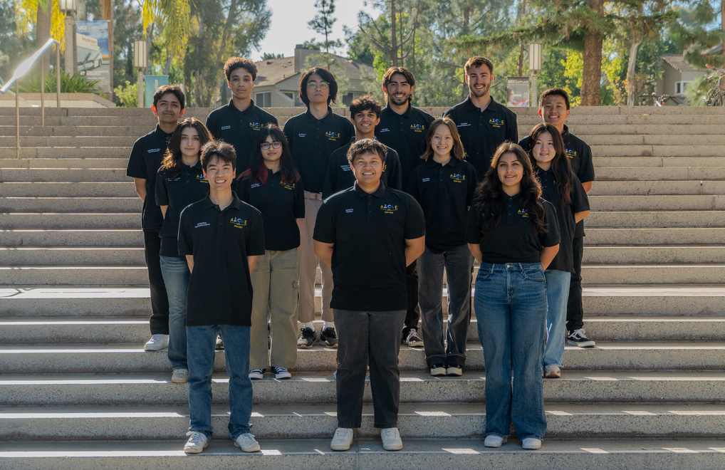 Ko (front, center) with the board of the American Institute of Chemical Engineers student chapter at UCI.  