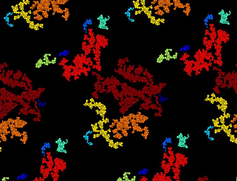 “By tracking the trajectory of a single particle during plastic flow, we were able to identify liquidlike clusters in the glassy system that grew as the shear rate decreased,” says UCI’s Penghui Cao, the study’s lead author. “When these clusters are percolated, or filtered through the material, the overall behavior of the system shows a solid-to-liquid transition.” Penghui Cao / UCI