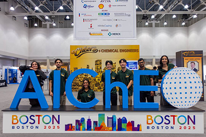 UCI ChemE Cube students who attended the American Institute of Chemical Engineers Annual Student Conference in Boston included (from left to right) Hailey Kautz, Angel Huante, Jillyan Canaveral, Zachary Arvin Wong, Caleb Chung and Rishabh Rakesh. 