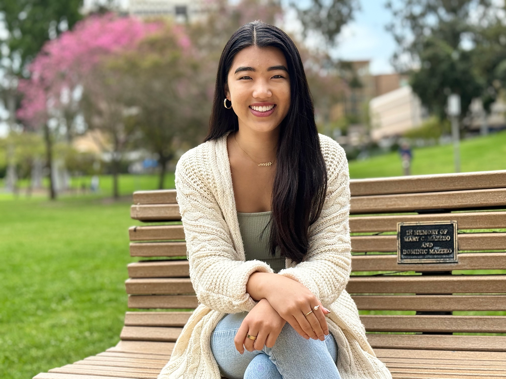 Student Commencement speaker Joyce Chen at UCI's Aldrich Park (Photo: Natalie Tso)