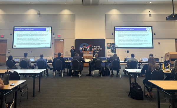 The UCI team giving their presentation at NASA’s Langley Research Center in Virginia.