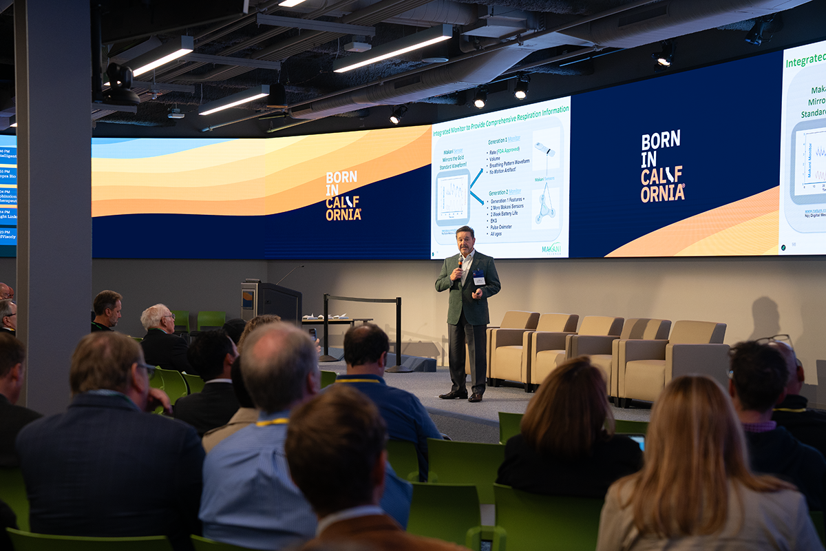 Dr. Greg Buchert, Makani’s CEO and a former ER pediatrician and healthcare executive presents to investors at Born in California