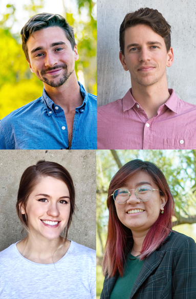 This year's NSF Graduate Research Fellows are, clockwise, Andrew Rowley, Bryce Wilson, Kimmai Phan and Courtney Kay Carlson.