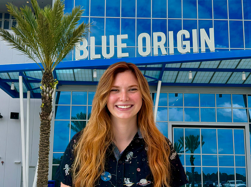 Sky Hargrove ’23 began work as a rocket test engineer at Blue Origin after leading the UCI Rocket Project