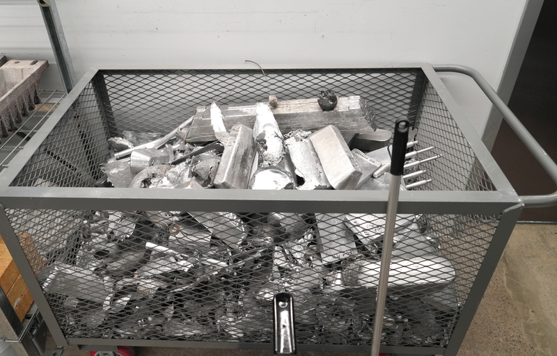 Apelian’s lab uses scrap aluminum to develop better metal alloys (Photo: Caroline Lu/UCI)