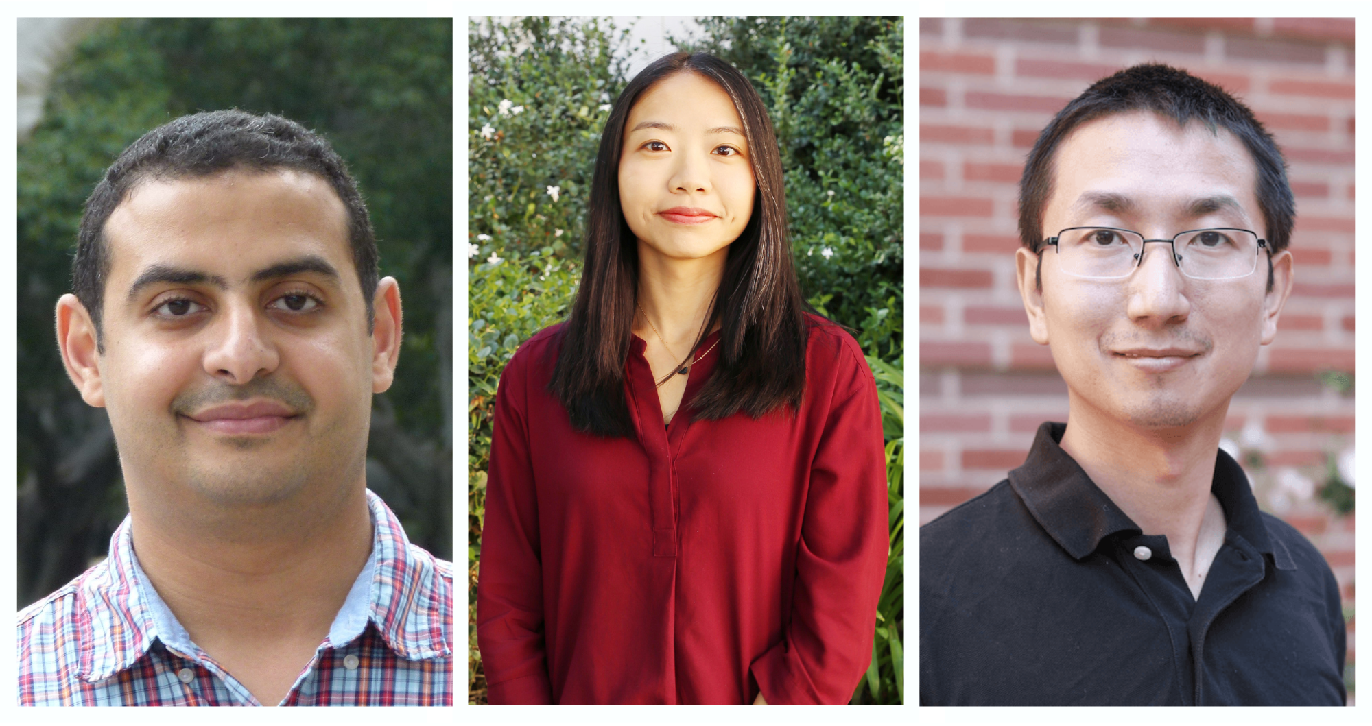 From left, Yasser Shoukry, Yanning Shen and Quanquan Gu