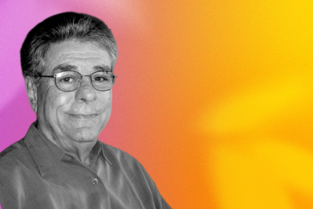Headshot of Leonard A. Ferrari, Ph.D. ’80 on colorful background